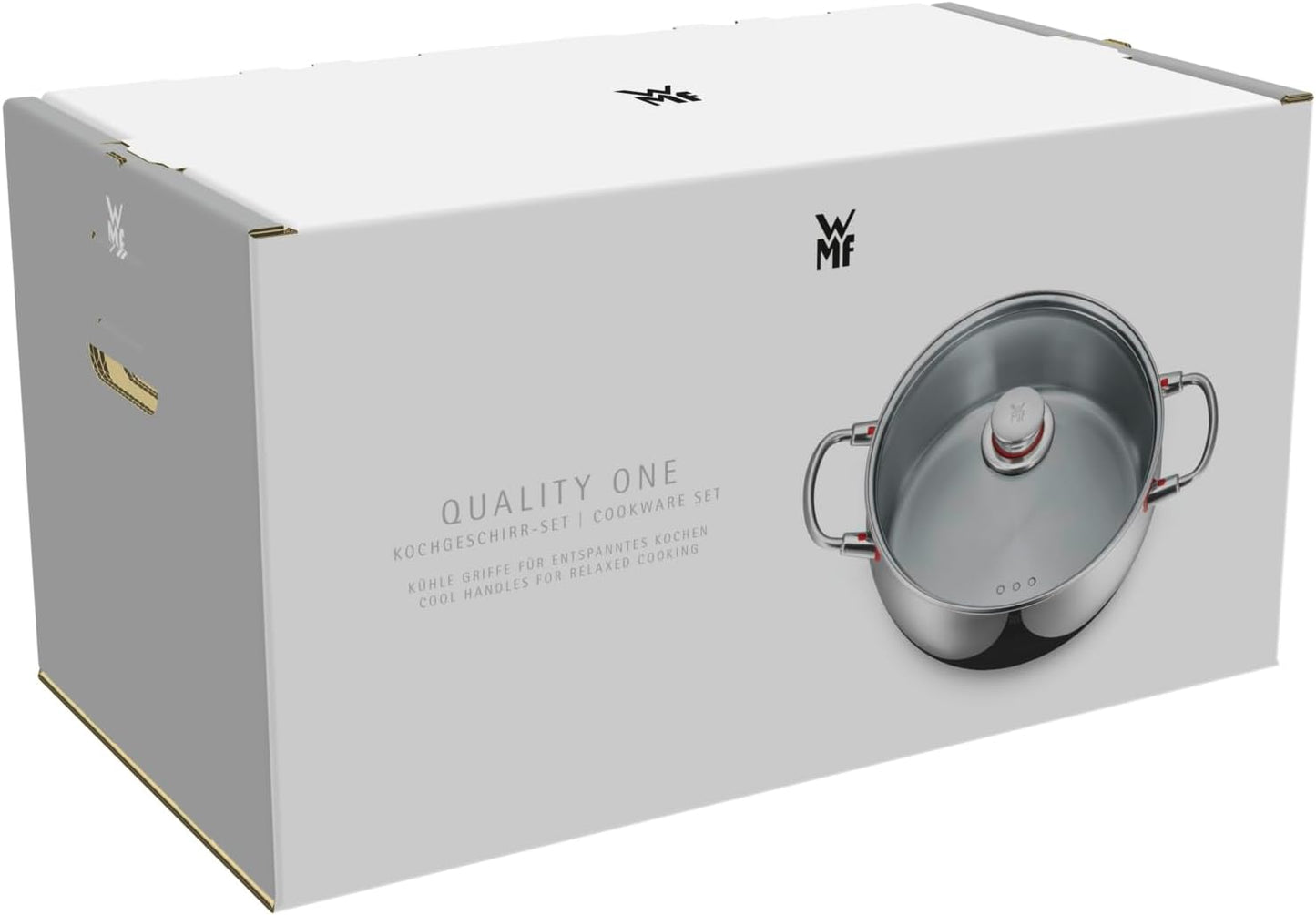 WMF Quality One Topfset Induktion 6-teilig. Kochtopf Set mit Glasdeckel. Cromargan Edelstahl poliert. Induktions Töpfe Set unbeschichtet. Dampföffnung