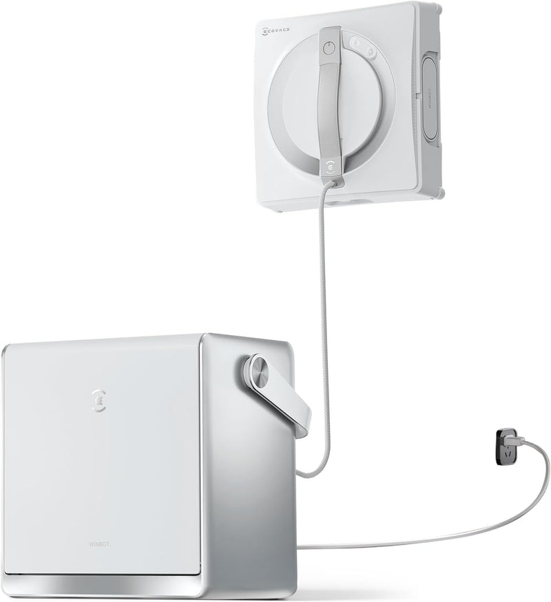 ECOVACS WINBOT W2 PRO Omni Fensterputzroboter mit 6-in-1 Multifunktionsstation. Aufladen im Betrieb. 3-Düsen-Sprühkopf. 12-Stufen-Schutz. Win-SLAM 4.0 Pfadplanung. Weiß