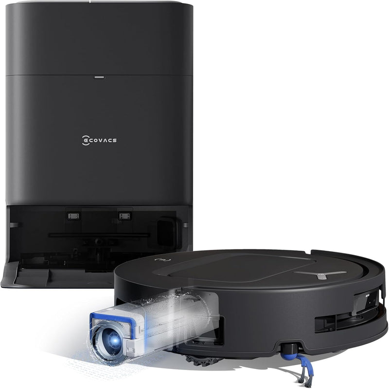 ECOVACS DEEBOT T80 Omni Saugroboter mit Wischfunktion. 18.000 Pa. OZMO Roller Wischwalze mit kontinuierlicher Frischwasser-Selbstreinigung. ZeroTangle 3.0.Moppwäsche mit 40-75℃ heißem Wasser. Schwarz