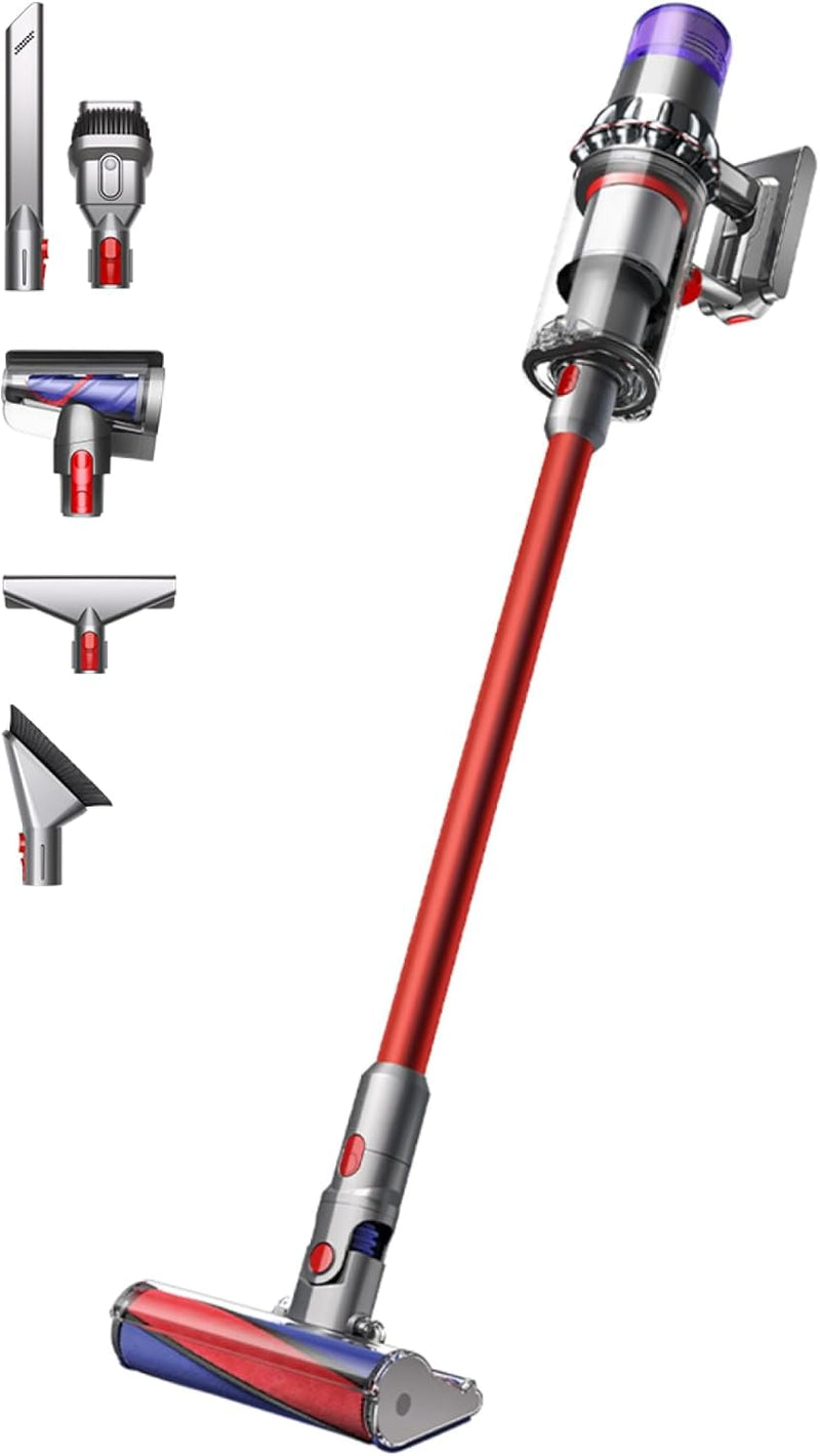 Dyson V11™ Fluffy kabelloser Staubsauger (Nickel/Rot) V11™ Fluffy kabelloser Staubsauger. 185 Airwatt. 60 Minuten Laufzeit. Haarentwirrungstechnologie. Hand- und Bodenstaubsauger
