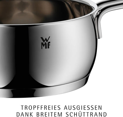 WMF Quality One Topfset Induktion 6-teilig. Kochtopf Set mit Glasdeckel. Cromargan Edelstahl poliert. Induktions Töpfe Set unbeschichtet. Dampföffnung