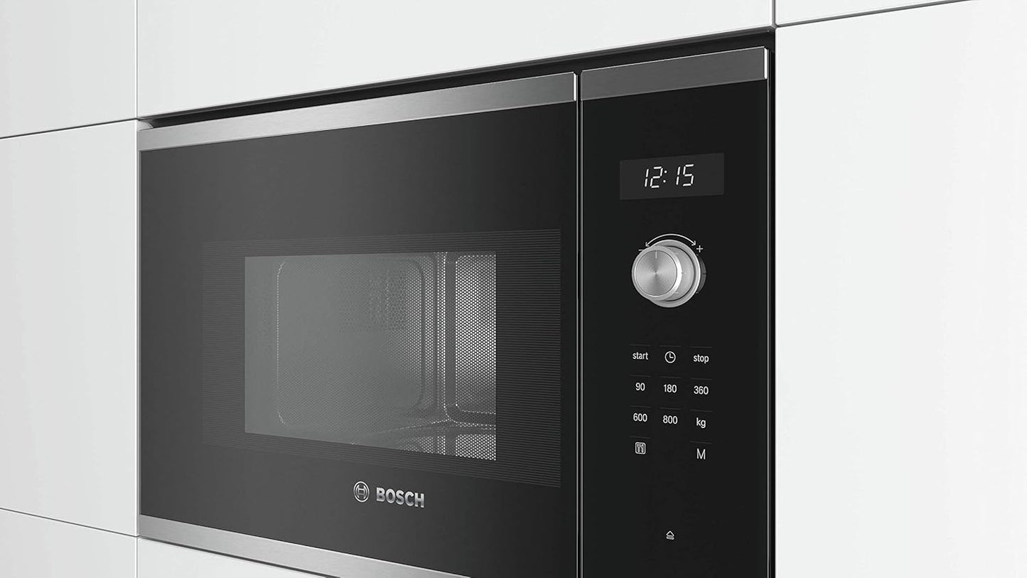 Bosch BFL524MS0 Series 6 Built-In Microwave / 900 W / 20 L / Turntable 25.5 cm / Left Door Hinge / Stainless Steel / AutoPilot 7 / Electronic Door Opening