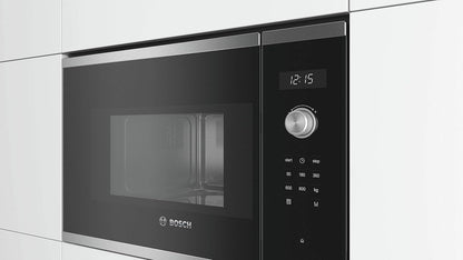 Bosch BFL524MS0 Series 6 Built-In Microwave / 900 W / 20 L / Turntable 25.5 cm / Left Door Hinge / Stainless Steel / AutoPilot 7 / Electronic Door Opening