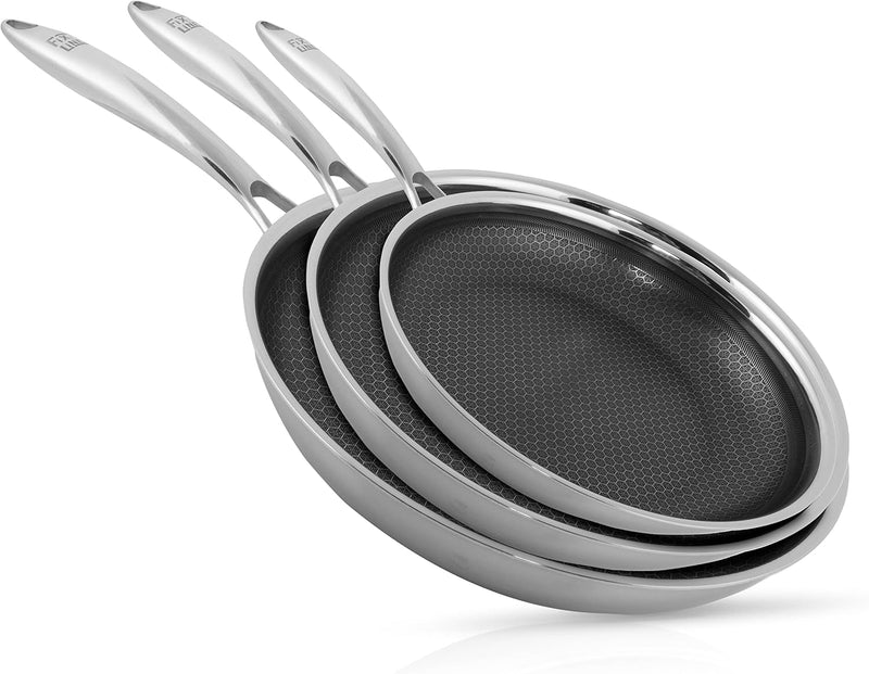 FIXLINE Premium Frying Pan Set Diameter 28/24/20 cm – All Hobs Including Induction – Scratch-Resistant Non-Stick Coating – Oven up to 230°C – All-rounder Set